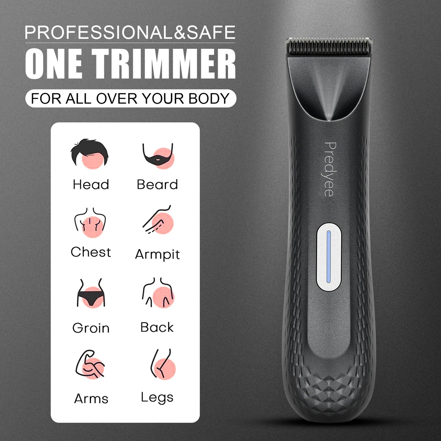 Electric Trimmer for Men'S Groin Hair: Versatile Body Groomer and Waterproof Pubic Hair Trimmer with Replaceable Ceramic Blade