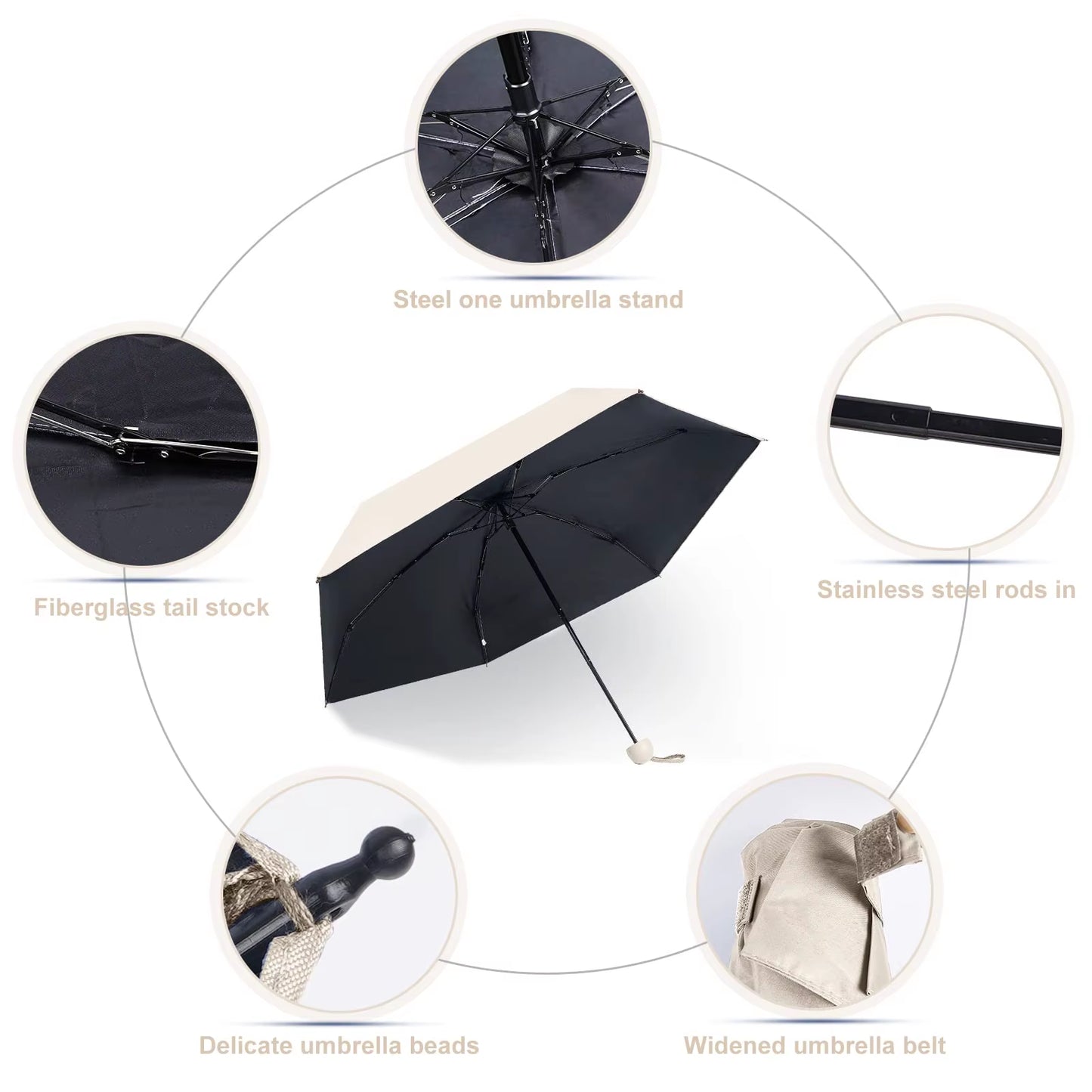 Capsule Umbrella Small and Portable Solid Color Sunshade for Women and Rain Dual Use Protection