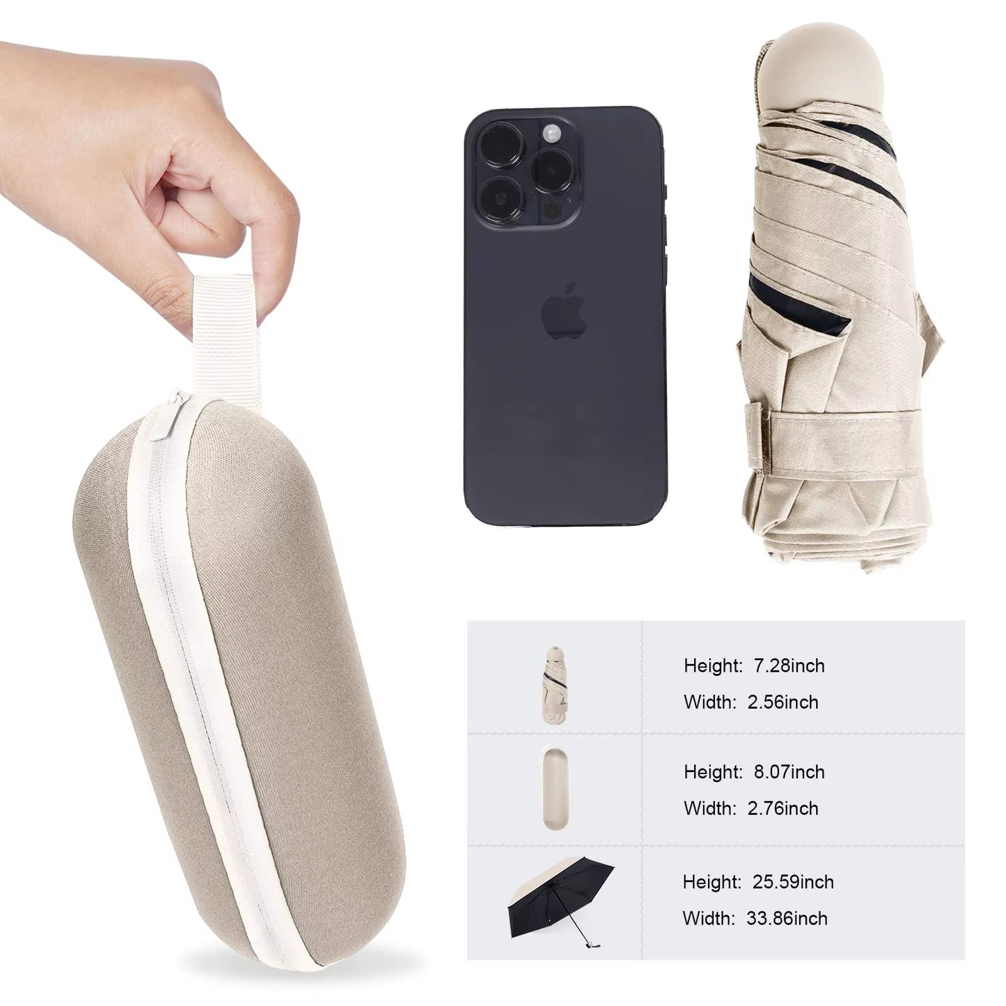 Capsule Umbrella Small and Portable Solid Color Sunshade for Women and Rain Dual Use Protection