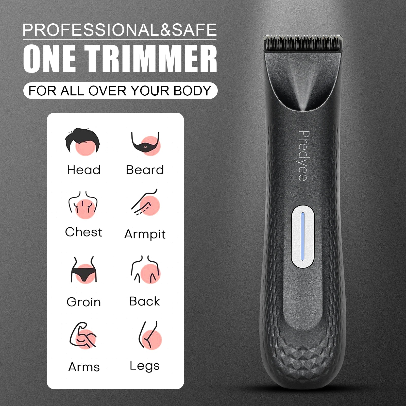 Electric Trimmer for Men'S Groin Hair: Versatile Body Groomer and Waterproof Pubic Hair Trimmer with Replaceable Ceramic Blade