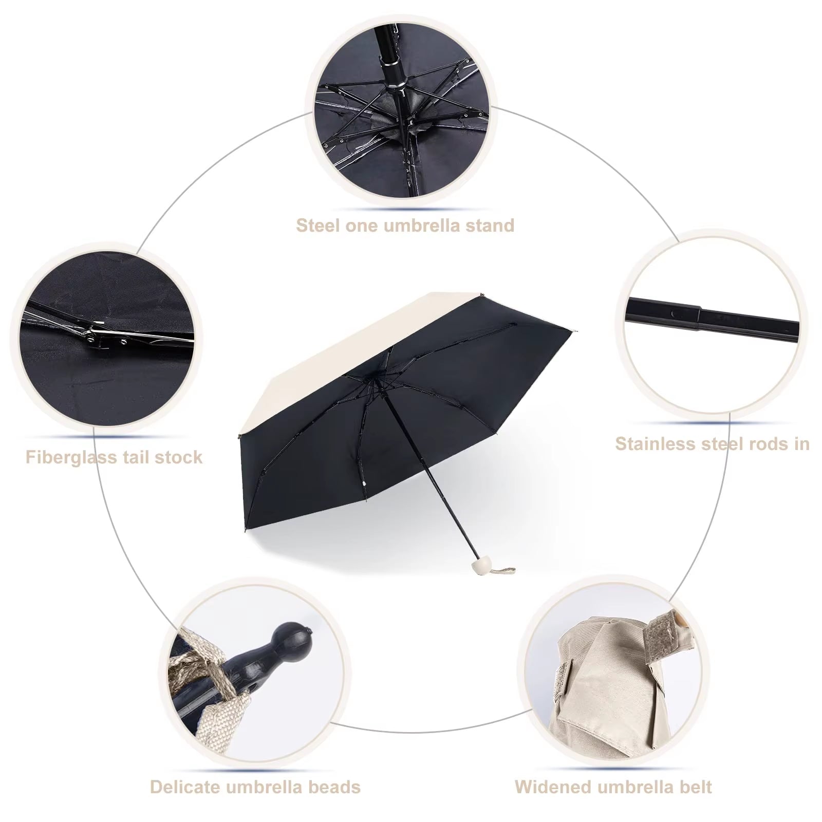 Capsule Umbrella Small and Portable Solid Color Sunshade for Women and Rain Dual Use Protection