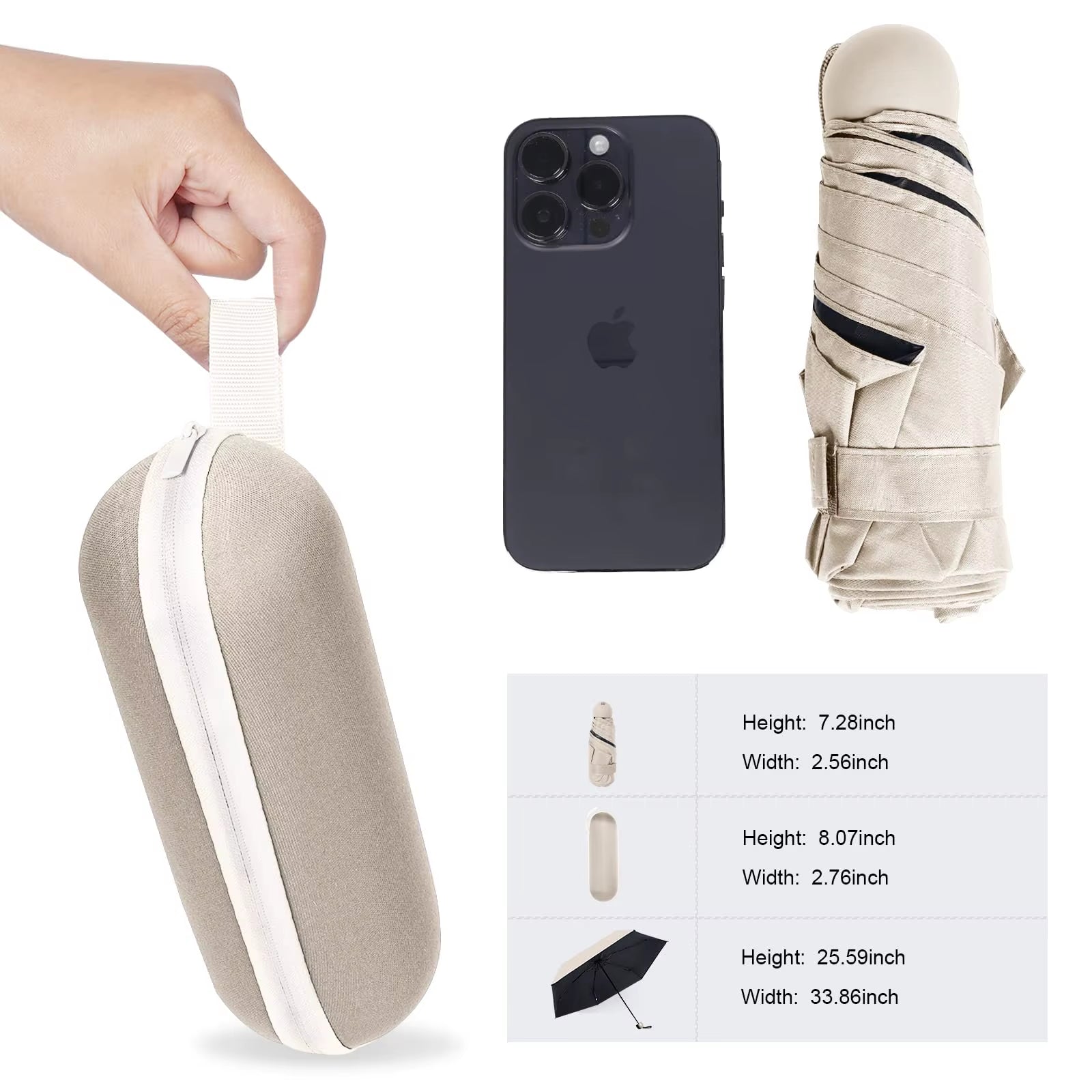 Capsule Umbrella Small and Portable Solid Color Sunshade for Women and Rain Dual Use Protection