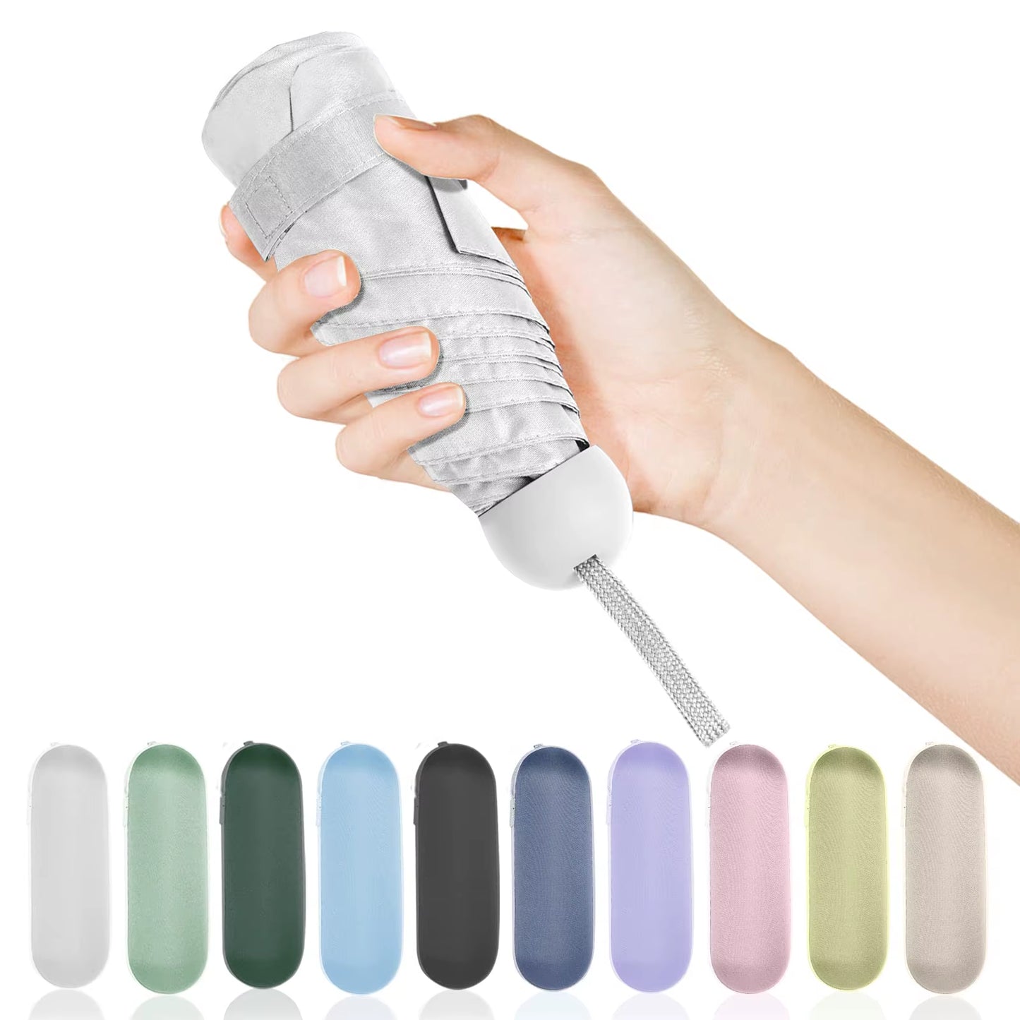 Capsule Umbrella Small and Portable Solid Color Sunshade for Women and Rain Dual Use Protection