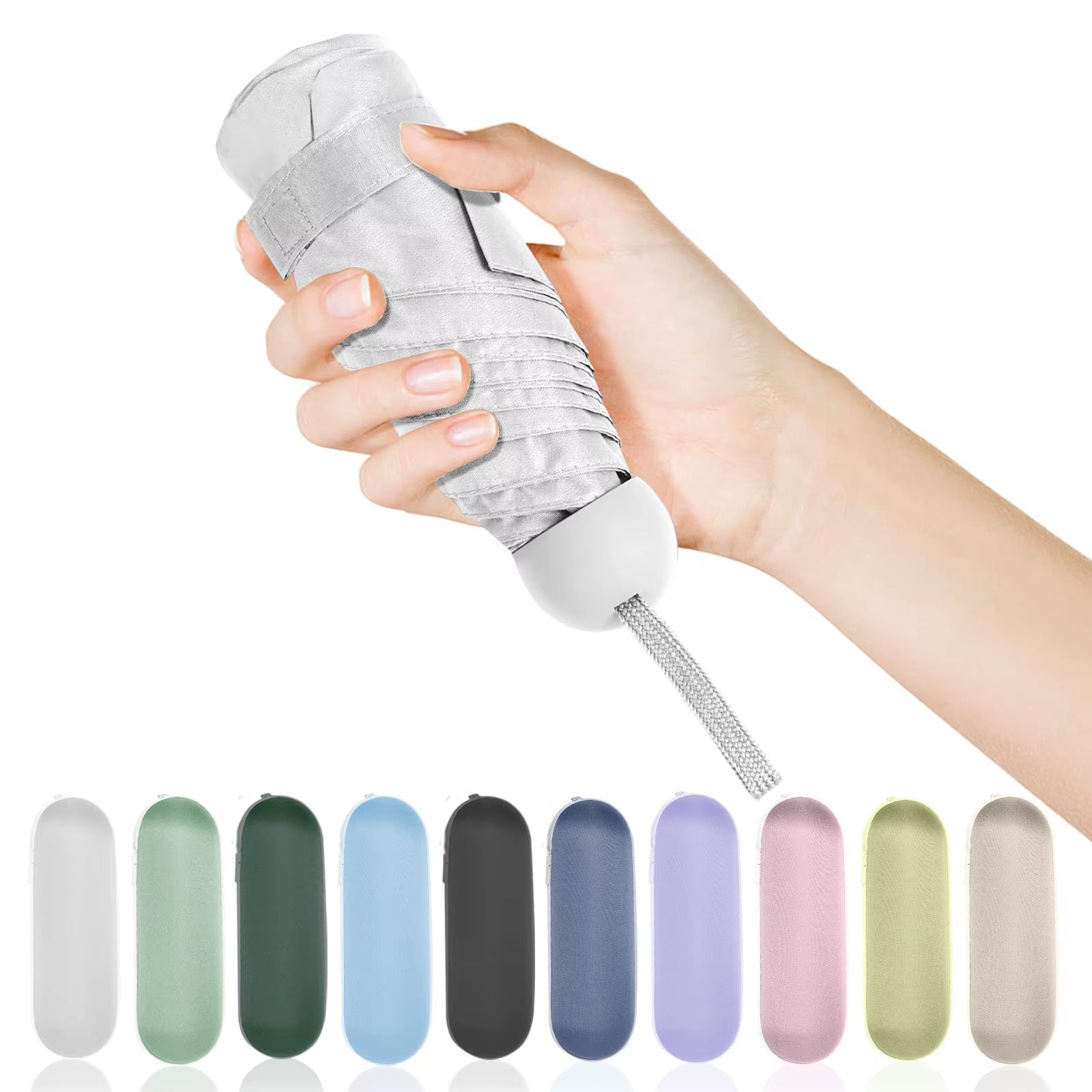 Capsule Umbrella Small and Portable Solid Color Sunshade for Women and Rain Dual Use Protection
